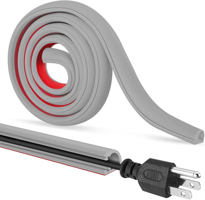 YESSZ Self-Adhesive Cable Hider, Flexible Wire Cover Cable Raceway for Wires, Wall Mount TV, Home Audio, Network, Power, and Phone Line Managemen (Gray, 118inch) - Image 1